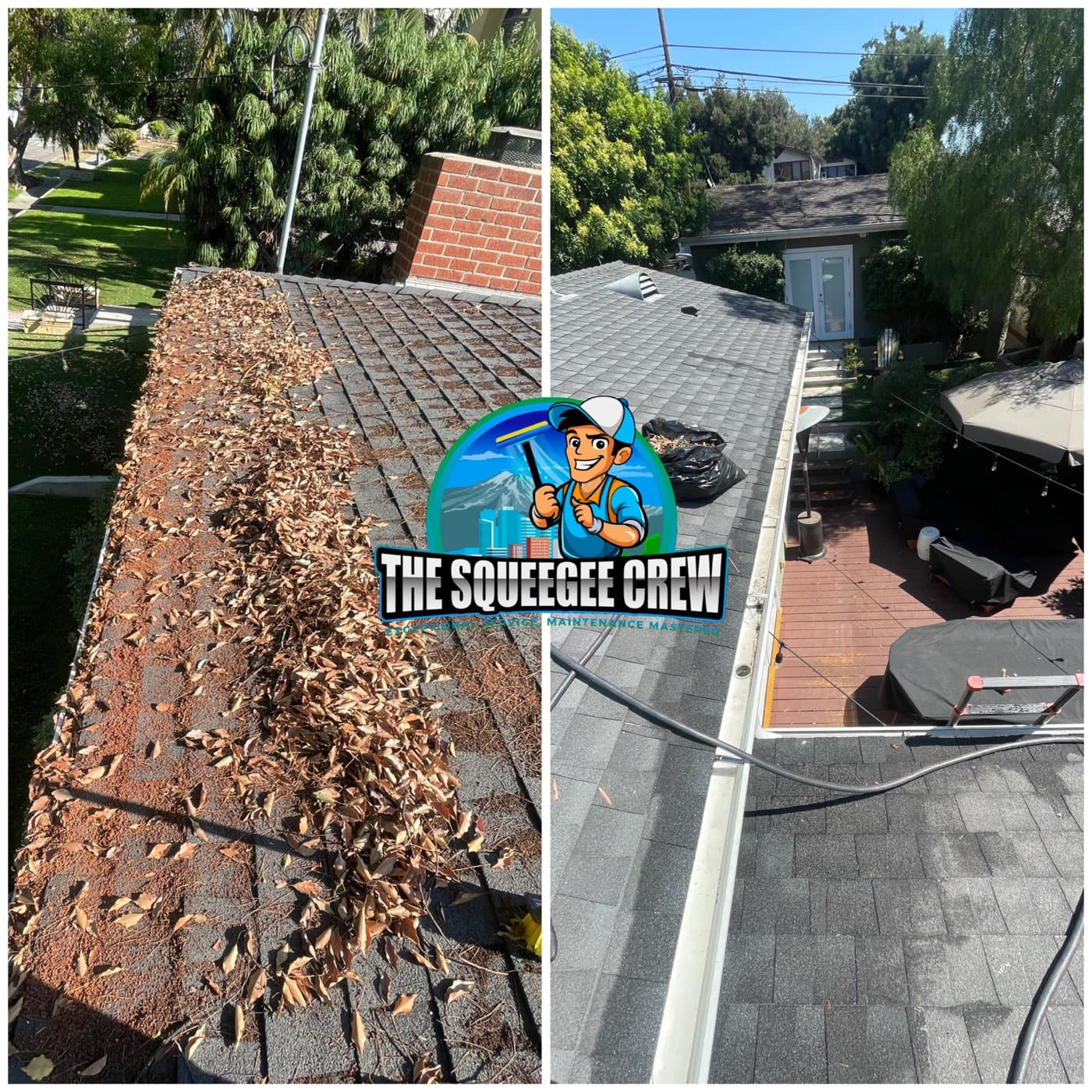 Gutter Cleaning before and after by The Squeegee Crew