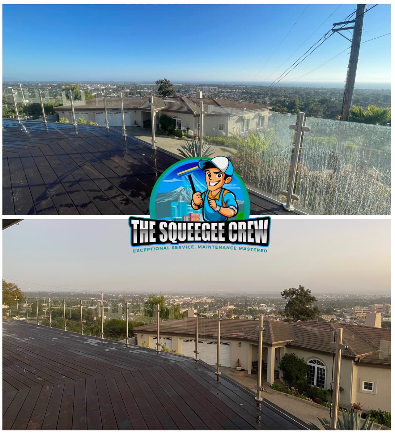 Glass Railing & Views before and after by The Squeegee Crew