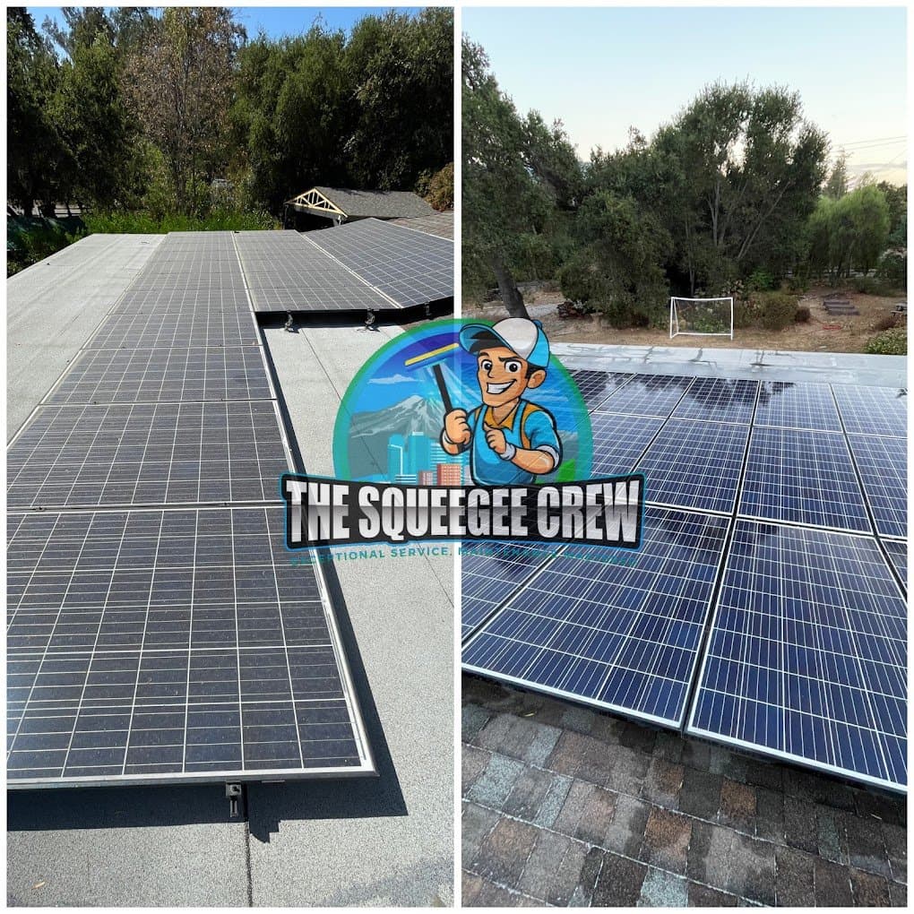 Solar panel cleaning before and after by The Squeegee Crew in the 805